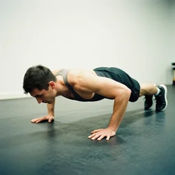 a men bilateral amputee doing push - ups, 3 5 mm film