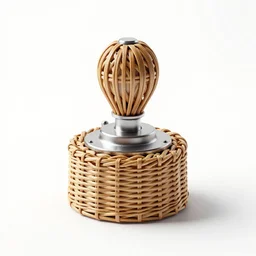 wicker router, clean 3d render, octane render, isolated on a pure white background, centered, entire object in frame, sharp focus, soft studio lighting