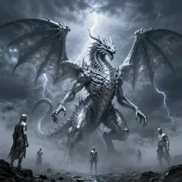 a concept art of a silver mercury cthulhu dragon emerging from a thuderstorm, thalassophobia, lovecraftian, by daytoner daniel hahn and hr giger and wadim kashin and jeremy mann, highly detailed, mid day, dramatic lighting, octane lighting, concept art, octane render, c 4 d, artstation, hd, clear, sharp, ominous, misty,