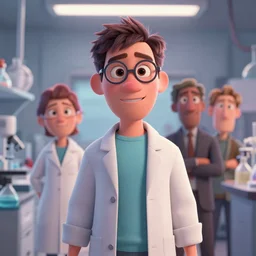 Lofi portrait in laboratory, Pixar style by Joe Fenton and Stanley Artgerm and Tom Bagshaw and Tim Burton