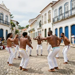 uma galera jogando capoeira no pelourinho