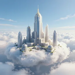 cloudworld, cloud palace, cloude buildings, paradise, artstation