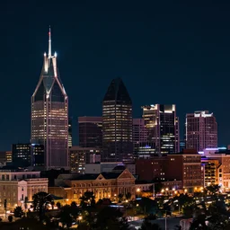 city of nashville, tn skyline, neon outline, silhouette, panoramic, high detail, elegant