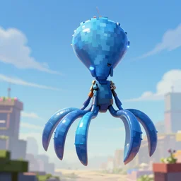 giant flying blue squids in Minecraft, digital art, artstation, highly detailed, 4k