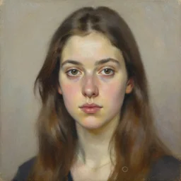 portrait painting of young woman by Solly Smook, in the style of Solly Smook