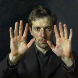a man waving. Hands donr by Edward Hopper.