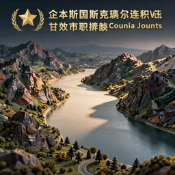 lakeside mountains, miniature diorama