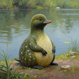 A naiad sits at the riverbank, matte painting