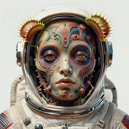 portrait of a venus flytrap monster astronaut defined facial features, intricate abstract. cyberpunk, symmetrical facial features. by ruan jia and artgerm and range murata and wlop and ross tran and william - adolphe bouguereau and beeple. key art. fantasy illustration. award winning, artstation, intricate details, realistic, hyperdetailed, 8 k resolution