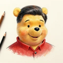 sketch artist portrait of Xi Jin Ping portraited as Winnie the poo