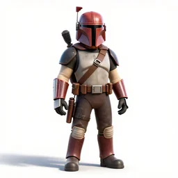 bearded space bounty hunter, stylized pixar-style 3d render, full body, standing, isolated on a pure white background, centered, whole figure in frame, sharp focus, studio lighting