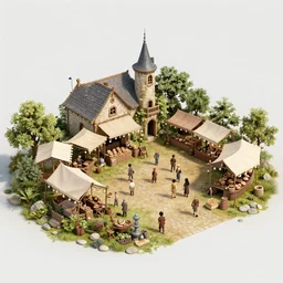 concept art, a beautiful highly detailed display of a fantasy small medieval open exterior market of a small town, poor, small, bright, noon light, realistic daylight lighting poster by rob rey