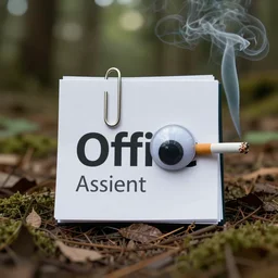 word's office assistant, paper clip with googly eyes, smoking a cigarette, in the woods, photography, depth of field, 4 k resolution