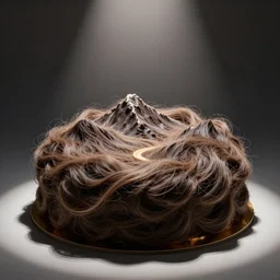 a cake made of hair, food photography