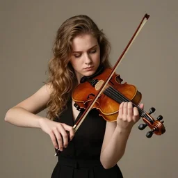a girl playing the violin in the style of anna mill