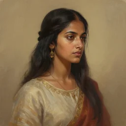 side shot centered painted portrait of maya ali wind sorcerer, by airi pan, matte painting concept art behance hd artstation