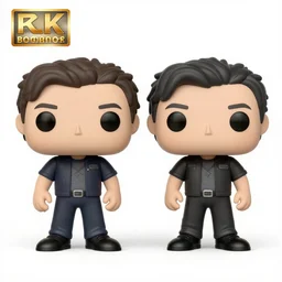 full body 3d render of Bogdanoff Twins as a funko pop, Chibi, studio lighting, white background, blender, trending on artstation, 8k, highly detailed
