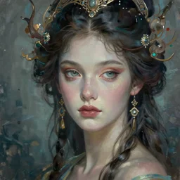 portrait of an impossibly beautiful sea goddess, graceful, esoteric, muted colors, head in focus, high fantasy art, ocean nature and sea aesthetics, ornamental, intricate details, elegant, highly detailed, hyperrealistic painting, artstation, concept art, painterly, sharp focus, illustration, epic art by ives freya