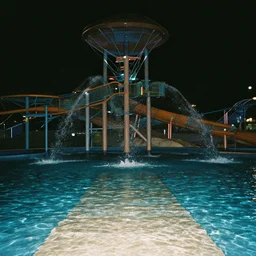 liminal space waterpark 2 0 0 0 s nighttime dark camera flash