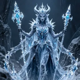 an undead satanic ice witch from frozen 2 with deadly ice weapons. Detailed digital art by greg rutkowski, Thomas kinkade, Keith Parkinson, artstation, cgsociety, deviantart, 8k, HD