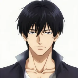 half - body character portrait by shigenori soejima, handsome male vampire, focus on face sword holster, long black hair, light brown coat