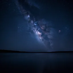 beautiful night sky, full of stars reflected in water, realistic, 4 k render