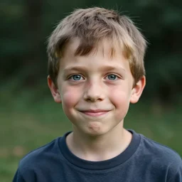 a cyclops boy with one eye smiling but confused. High quality photograph. 35mm lens.