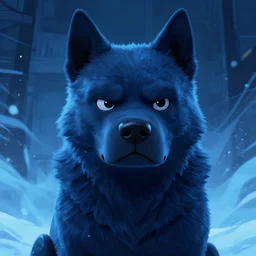portrait of an anthropomorphic puppy knight, puppy face, dark blue fur, angry look, ready for battle, mattepainting concept blizzard pixar maya engine on cold night stylized background splash comics global illumination lighting artstation lois van baarle, ilya kuvshinov, rossdraws