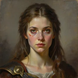 a _ fantasy _ style _ portrait _ painting _ of female with scar under left eye, holy oil _ painting _ unreal _ 5 _ daz. _ rpg _ portrait _ extremely _ detailed _ artgerm _ greg _ rutkowski _ greg
