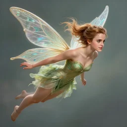 a photo of emma watson as flying fairy, fantasy, intricate, beautiful, highly detailed, digital painting, artstation, concept art, smooth, high resolution, sharp focus, illustration