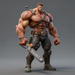 alive chainsaw with muscular arms and legs. full - length portrait, concept art, extremely high details, octane render, artstation contest winner, digital art by slawomir maniak, simon stalenhag. masterpiece