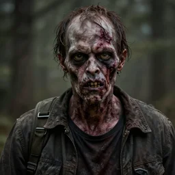 A photorealistic portrait of infected zombie, detailed, textured, Artstation, The Walking Dead, Z Nation, Resident Evil, Pinterest