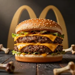 a mcdonalds cheeseburger made out of bones