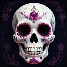 highly detailed alien 👽 sugar skull digital art