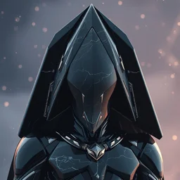 render of a cosmic alchemist with a gigantic triangle shaped helmet made of shiny black marble, glitch, upper body, holographic, futuristic, presented nicely, rendered in octane, realistic, film grain, 3 5 mm, 1 6 0 0 iso, sony a 7 riv, 8 k, unreal engine, dark arts, mythical, surreal. cinematic by tsutomu nihei by emil melmoth