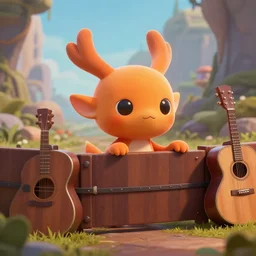 orange cute spirit axie pet behind acoustic defensive barrier, fantasy, style artstation, style greg rutkowsk, octane render, unreal engine 6, epic game graphics, fantasy, conceptual art, ray tracing