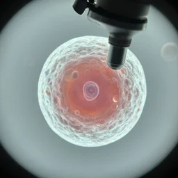 a singular living cell as seen through a microscope