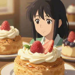 makoto shinkai trending on artstation isolated close up food photography patisserie, anime style, bright colors, rim light, expert light effects on figure, deep sharp focus, dramatic composition and effects unreal engine, octane, editorial awarded best composition