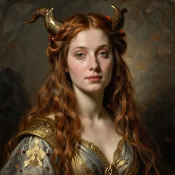 portrait of beautyful witch circe in the odyssey, art by petrus christus