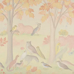 breathtaking detailed pattern pastel colors of autumn creatures, by hsiao - ron cheng, bizarre compositions, exquisite detail, 8 k