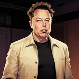 comic style elon musk as 70s pimp