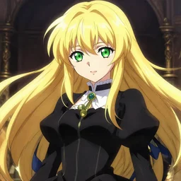 victorique de blois anime girl gosick super detailed green eyes green eyes green eyes green eyes black dress blonde hair by greg rutkowski makoto shinkai aramaki shinji artgerm, cushart krenz key art feminine award winning