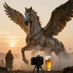 wide - shot | dslr | madison beer | as a valkyrie warrior | giant winged horse | detailed face | scarred | arrows | sunset | smoke | ethereal | golden hour | by victor nizovtsev, john blanche, werner herzog | fantasy | highly detailed | north mythology | realism | film | cinematic 4 k |