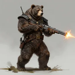Full body concept art of A High fantasy WW1 bear beast-man firing a enchanted heavy shotgun trending on artstation deviantart Pinterest detailed High Resolution HD 8k