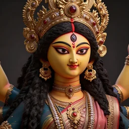 indian, bengal, kolkata, durga, godвess, masterpiece. rendered in blender, ultra realistic, smooth shading, ultra detailed, high resolution, cinematic, unreal 6, perfect face, cyberpunk, fine details, studio lighting, subtle shadows, art by katsuya terada, photorealism, hyper realism, octane render, hyper detailed, canon eos r 3, f / 1. 4, iso 2 0 0, 1 / 1 6 0 s, medium shot, 8 k, raw, unedited, in - frame,, - h 5 7 6