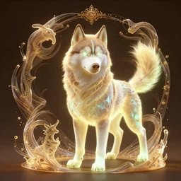 ( psychic pokemon alaskan husky ) creature creature in a alaska, warm tones, bioluminescent bioluminescent translucent translucent : by michal karcz, daniel merriam, victo ngai and guillermo del toro : ornate, dynamic, particulate, intricate, elegant, highly detailed, centered, artstation, smooth, sharp focus, octane render, 3 d