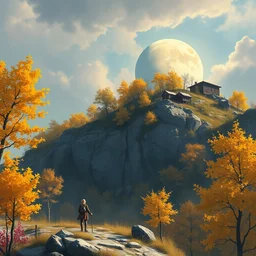 autumn on ganymede. highly detailed, digital painting, watercolor, soviet realism, comics book, artstation, concept art, smooth, sharp focus, illustration, unreal engine 5, 8 k, art by bilibin and kuvshinov and malevich and mucha