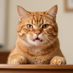 1 9 8 0's color photo of angry ginger cat giving public speech