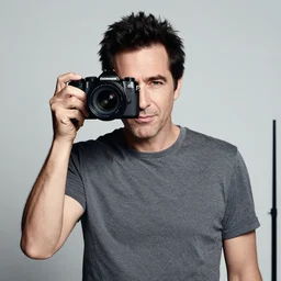 portrait of camera - human hybrid, by annie leibovitz, portrait of a man, studio lighting