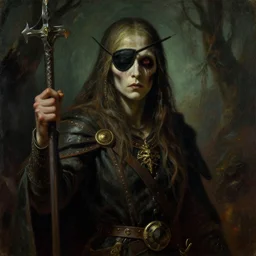 lich vecna (d&d) with an eye-patch, fantasy, horror, painted by raymond swanland